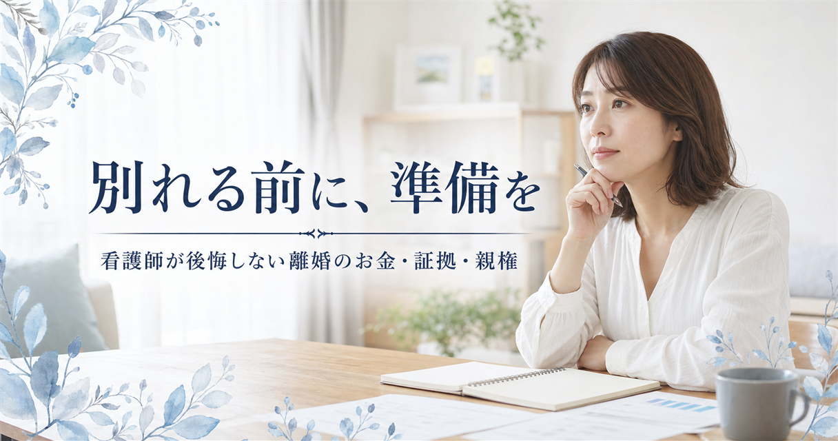 別れる前に、準備を｜看護師が後悔しない離婚のお金・証拠・親権