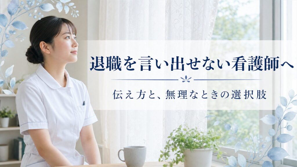 退職を言い出せない看護師へ｜伝え方と無理なときの選択肢