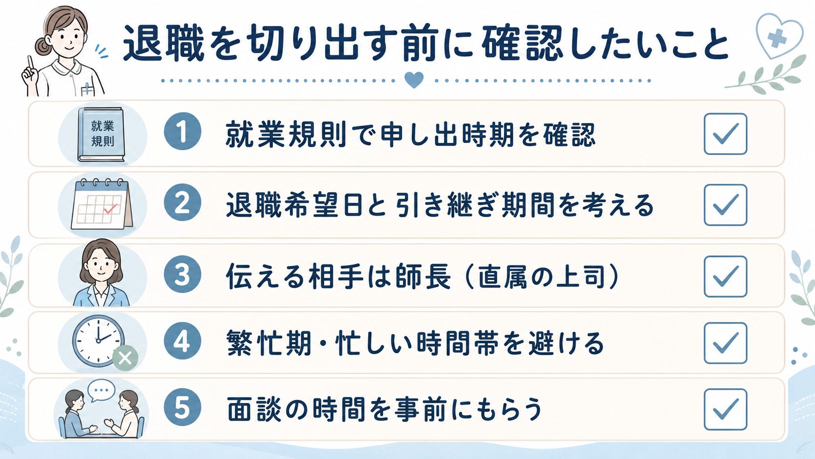 退職を切り出す前に確認したいことチェックリストの図解