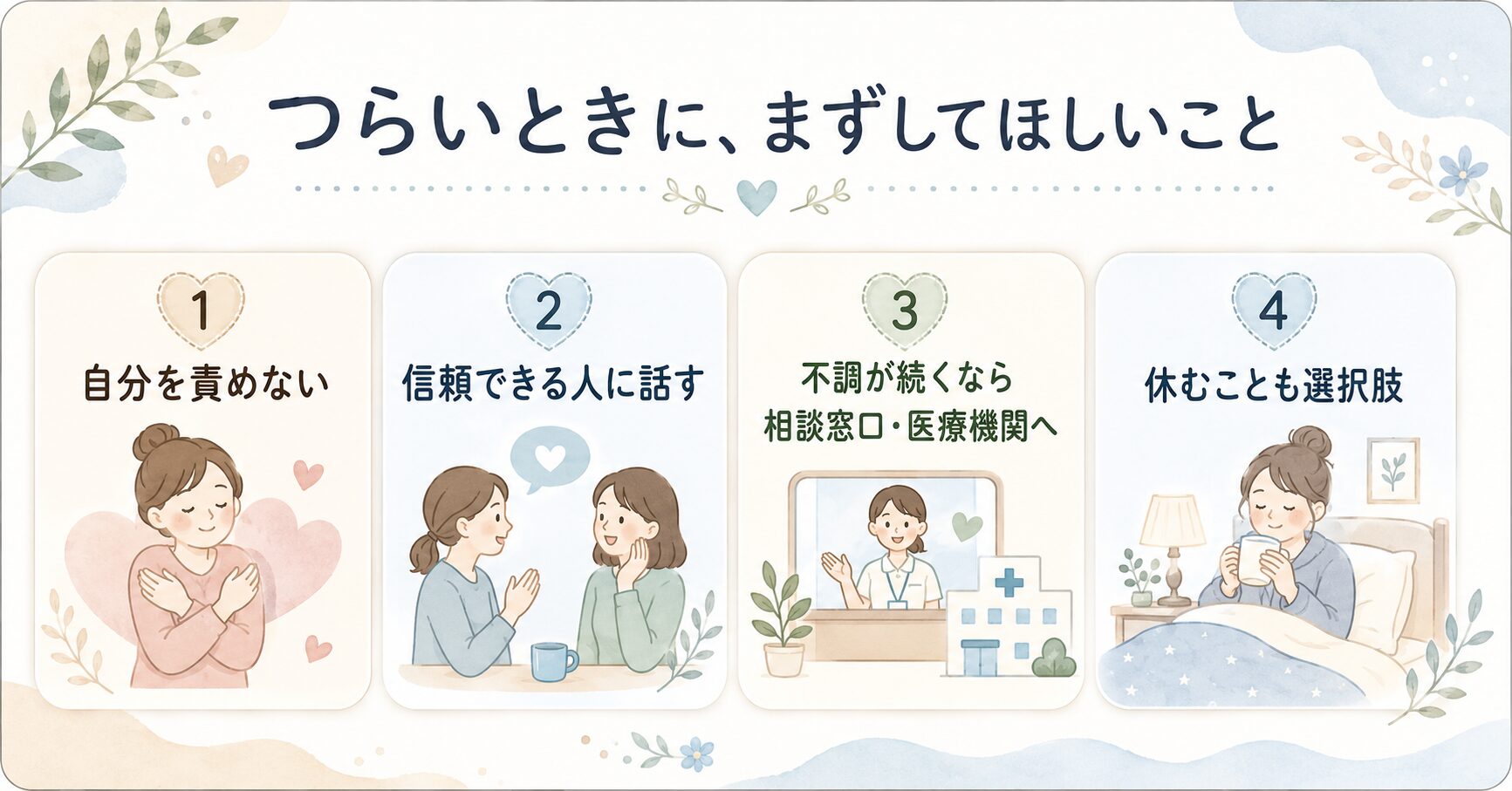 つらいときにしてほしいことのチェックリスト図解