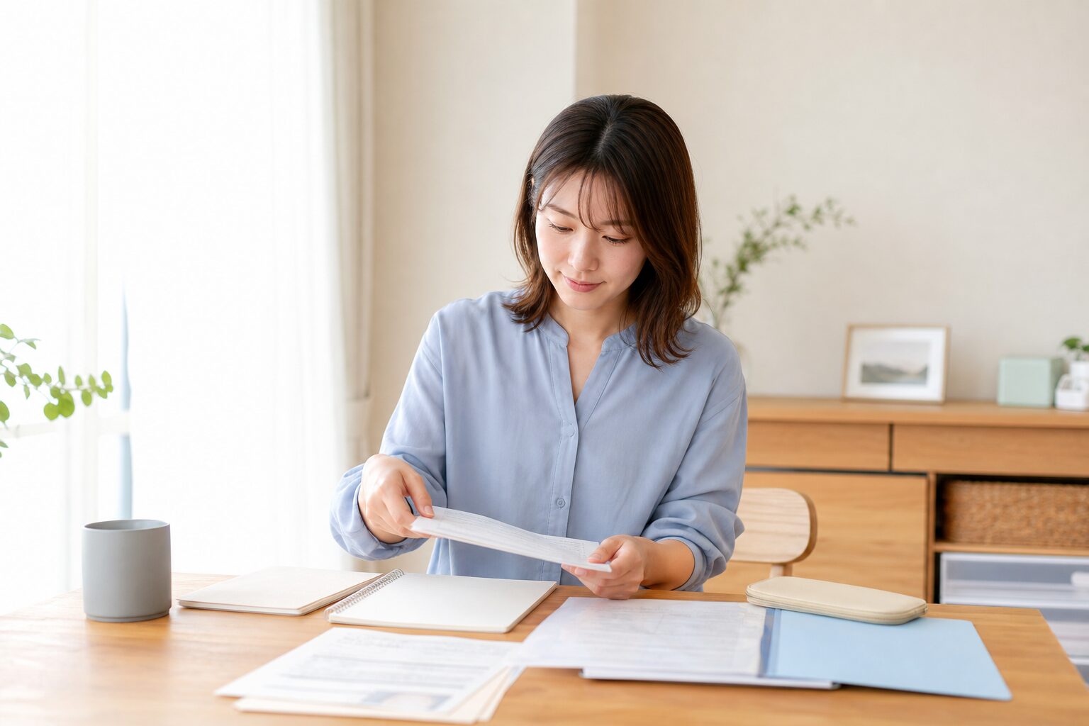 落ち着いて書類を準備する看護師の手元