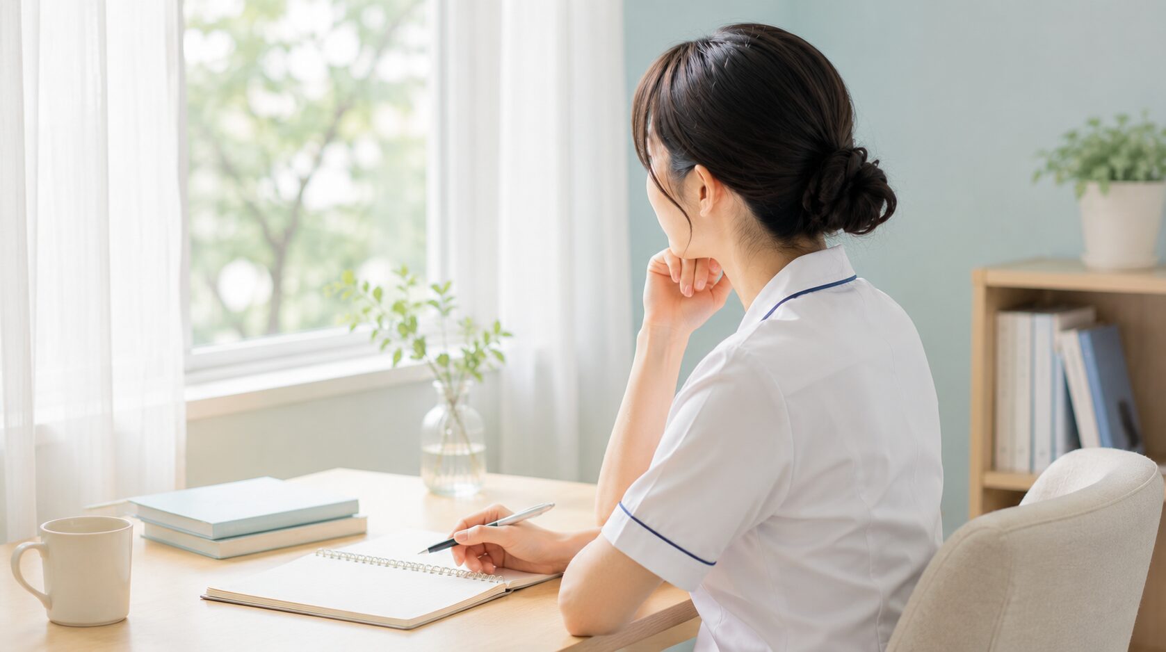 退職を切り出す前に、静かに気持ちを整理する看護師の様子