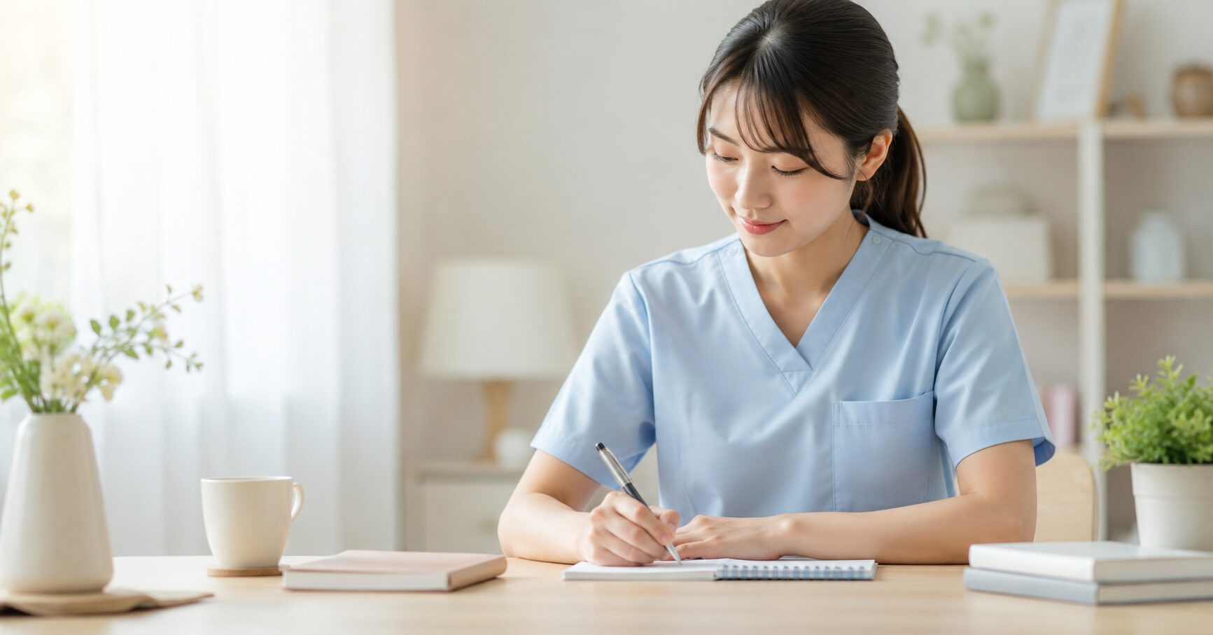 退職を切り出す前に、つらさや希望日を整理する看護師のイメージ