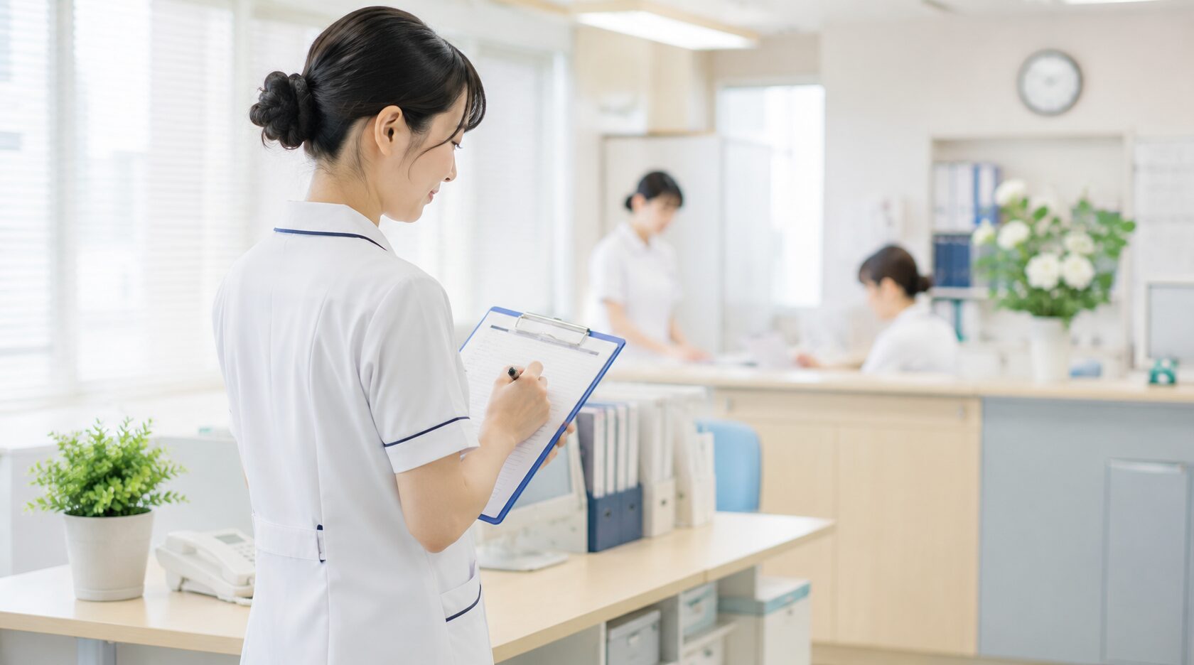 明るい日勤の職場で働く看護師のイメージ